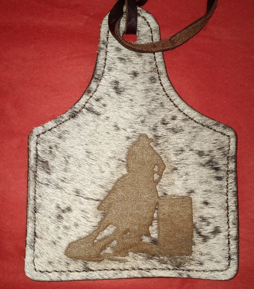 Leather Ear Tag Car Freshie, Barrel Racer