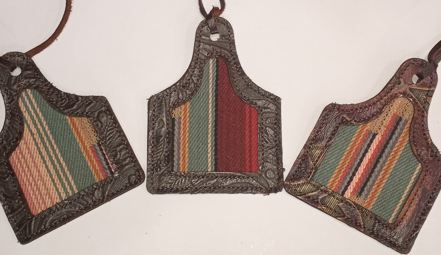 Leather Ear Tag Car Freshie, Serape
