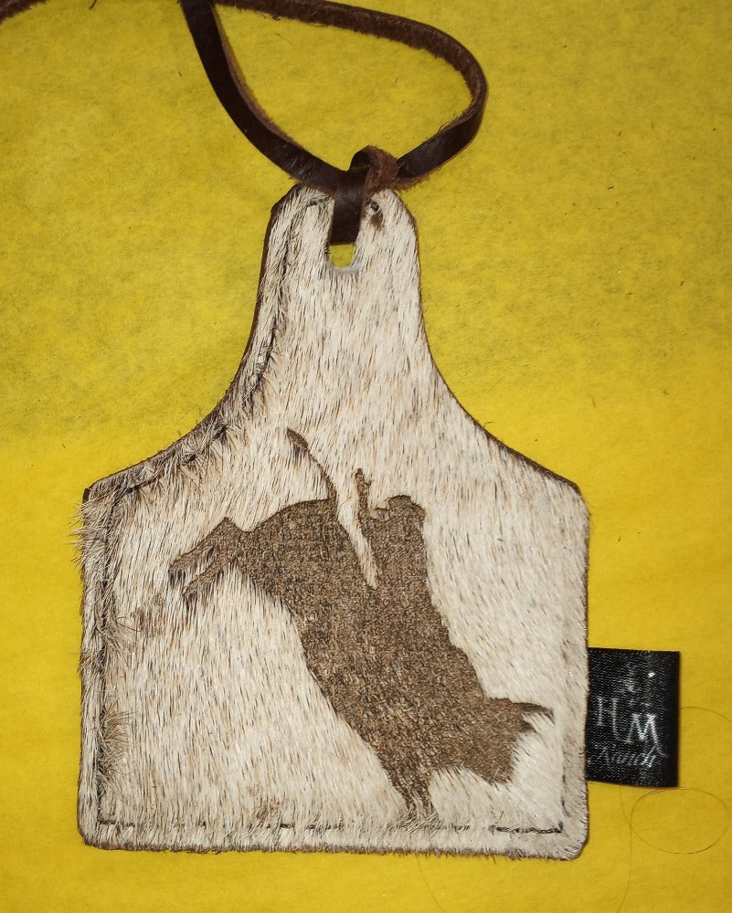 Leather Ear Tag Car Freshie, Bucking Bull