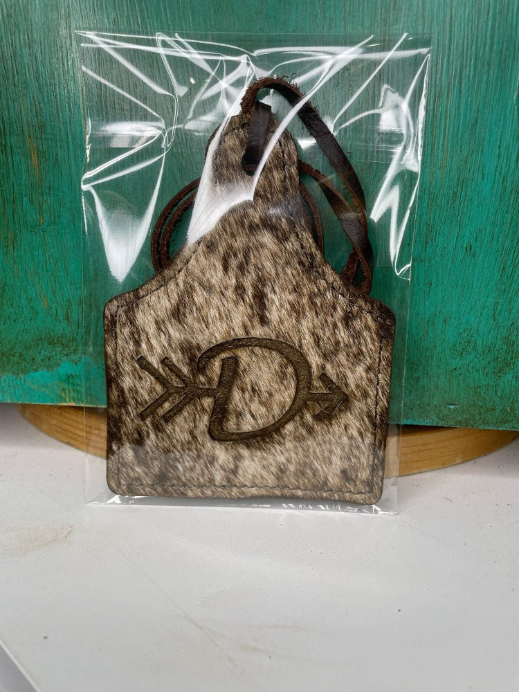 Leather Ear Tag Car Freshie, Arrow Initial