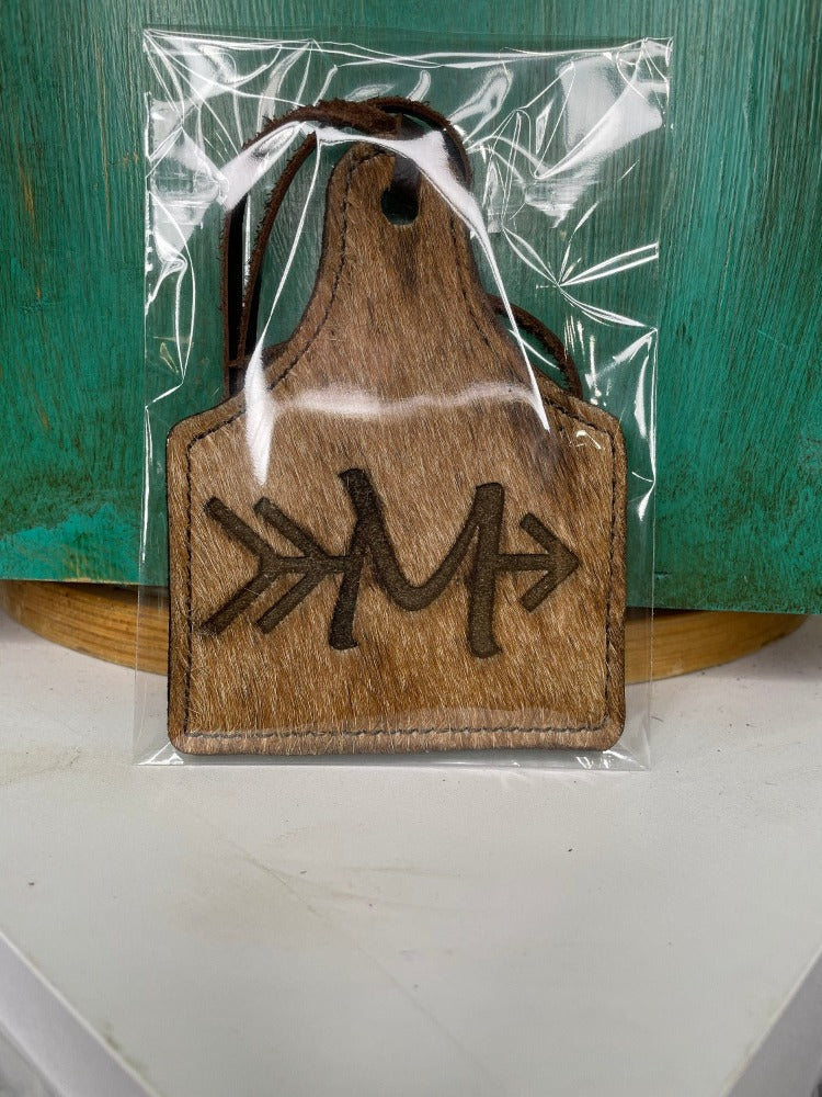 Leather Ear Tag Car Freshie, Arrow Initial