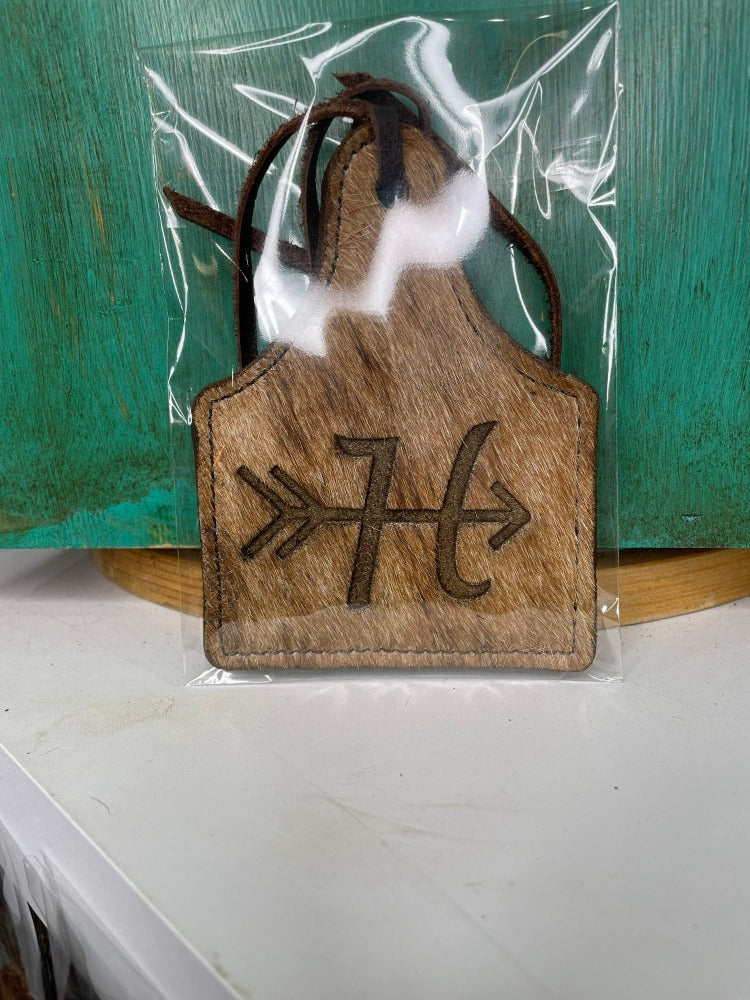 Leather Ear Tag Car Freshie, Arrow Initial
