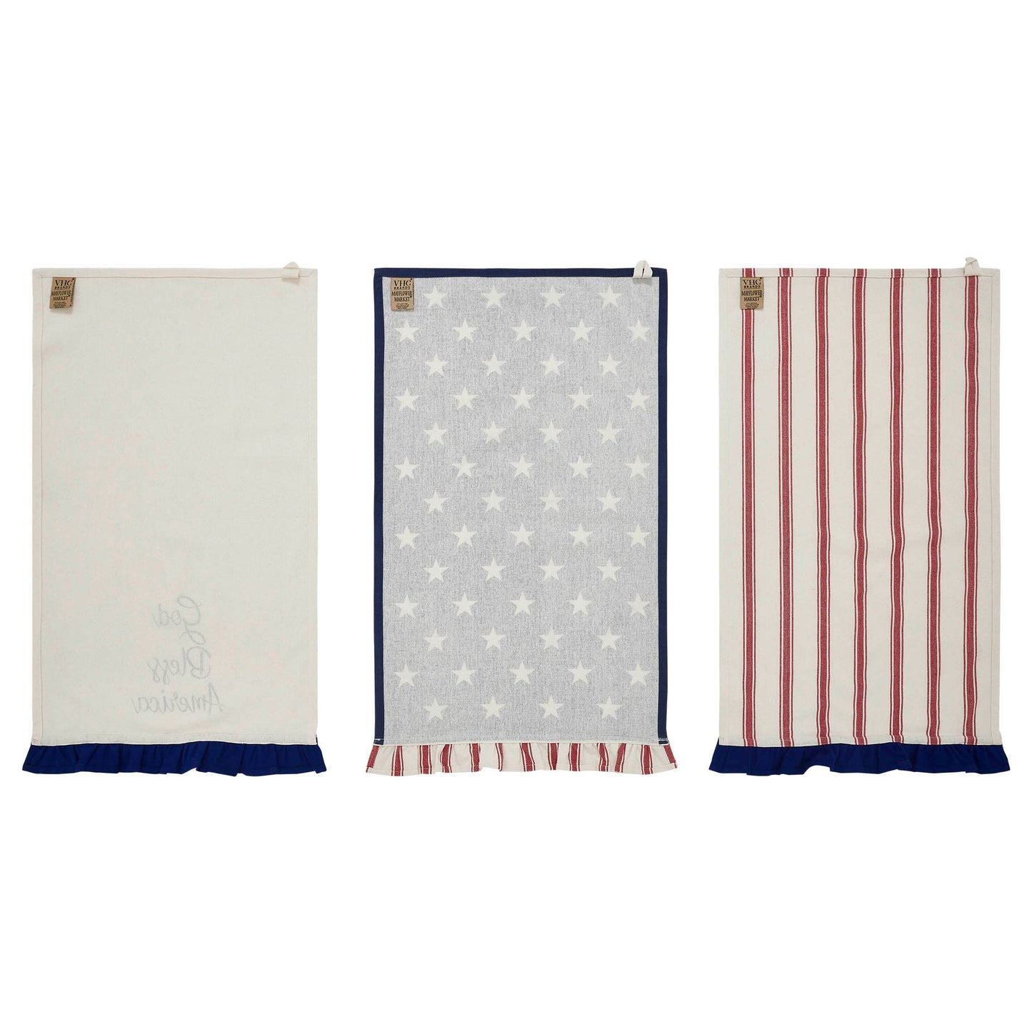 Stars Ruffled Tea Towels Patriotic