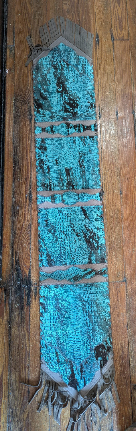 Western Table Runner, Turquoise leather