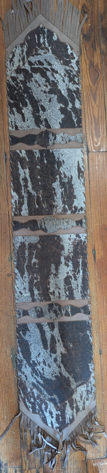 Western Table Runner, Brown Acid washed Leather