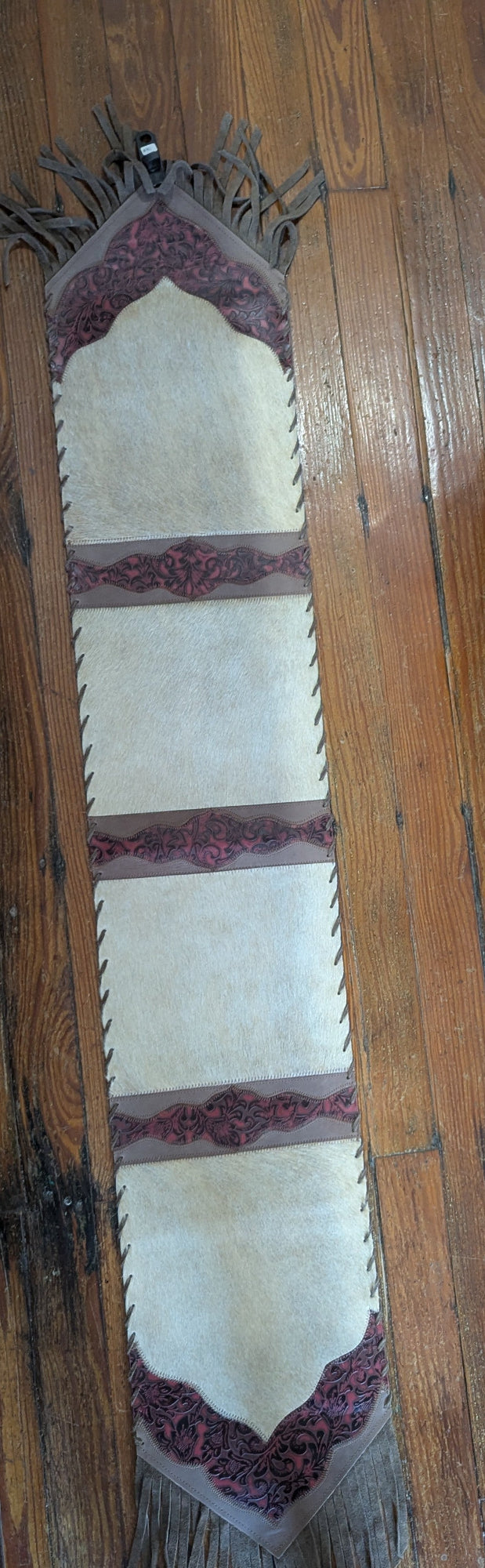 Western Table Runner, Cream hide