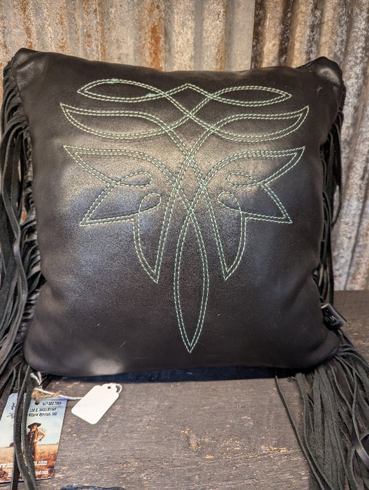 Leather Pillow with boot stitch 14" x 14"