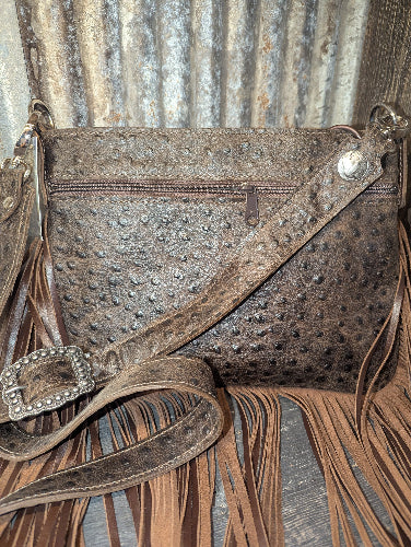 Half Pint, White and brown spotted hide with brown leather