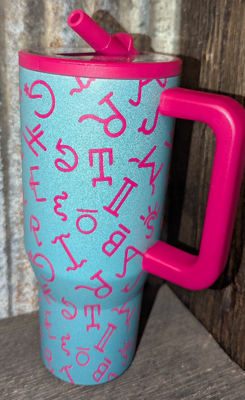 Western Branded Turquoise/Pink Flip Top