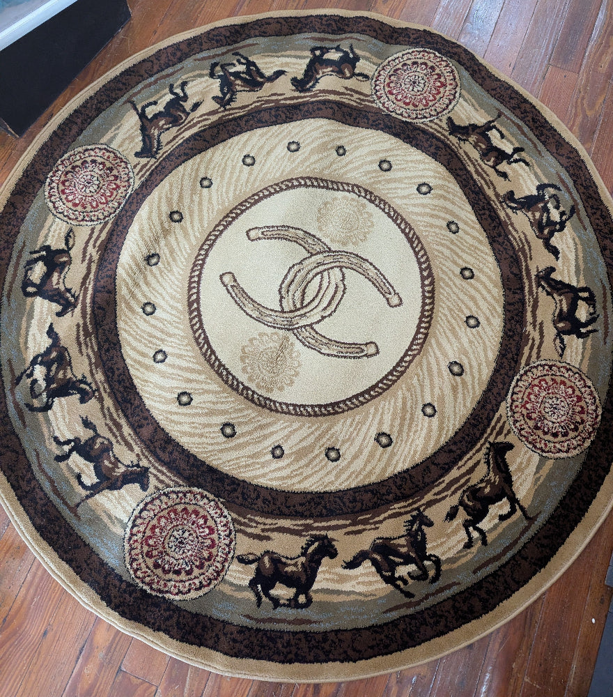 Cheyenne's Wild West Area Rug, 5 x 5 round