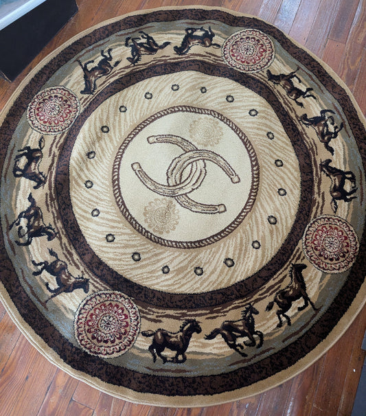 Cheyenne's Wild West Area Rug, 5 x 5 round