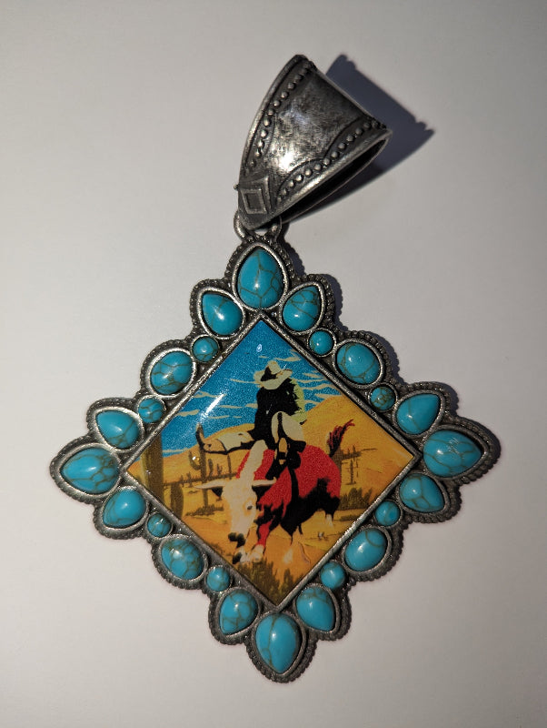 Western Pendant - Large  with Turquoise