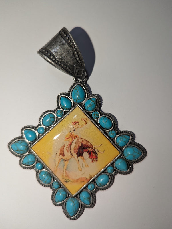 Western Pendant - Large  with Turquoise