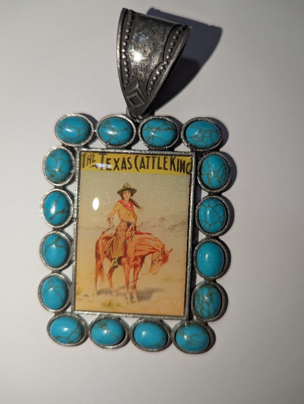 Western Pendant - Large  with Turquoise