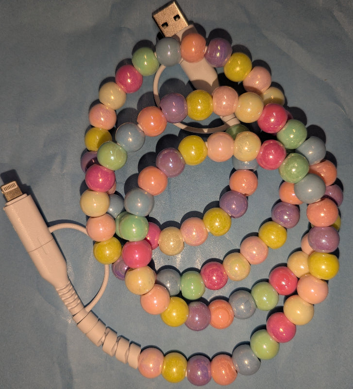 Cowgirl Charging Cable, Pastel beads