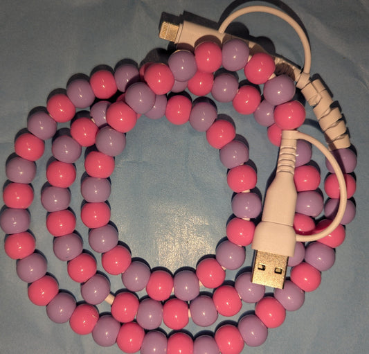 Cowgirl Charging Cable, Pastel Pink and Purple beads (Copy)