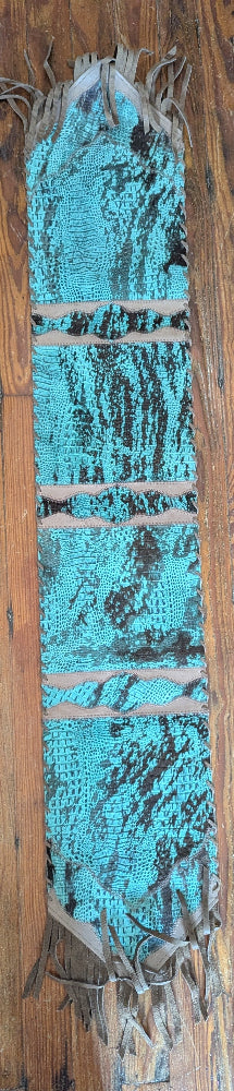 Western 6' Table Runner, Turquoise leather