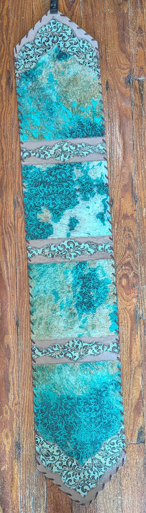 Western 6' Table Runner, Turquoise Acid washed