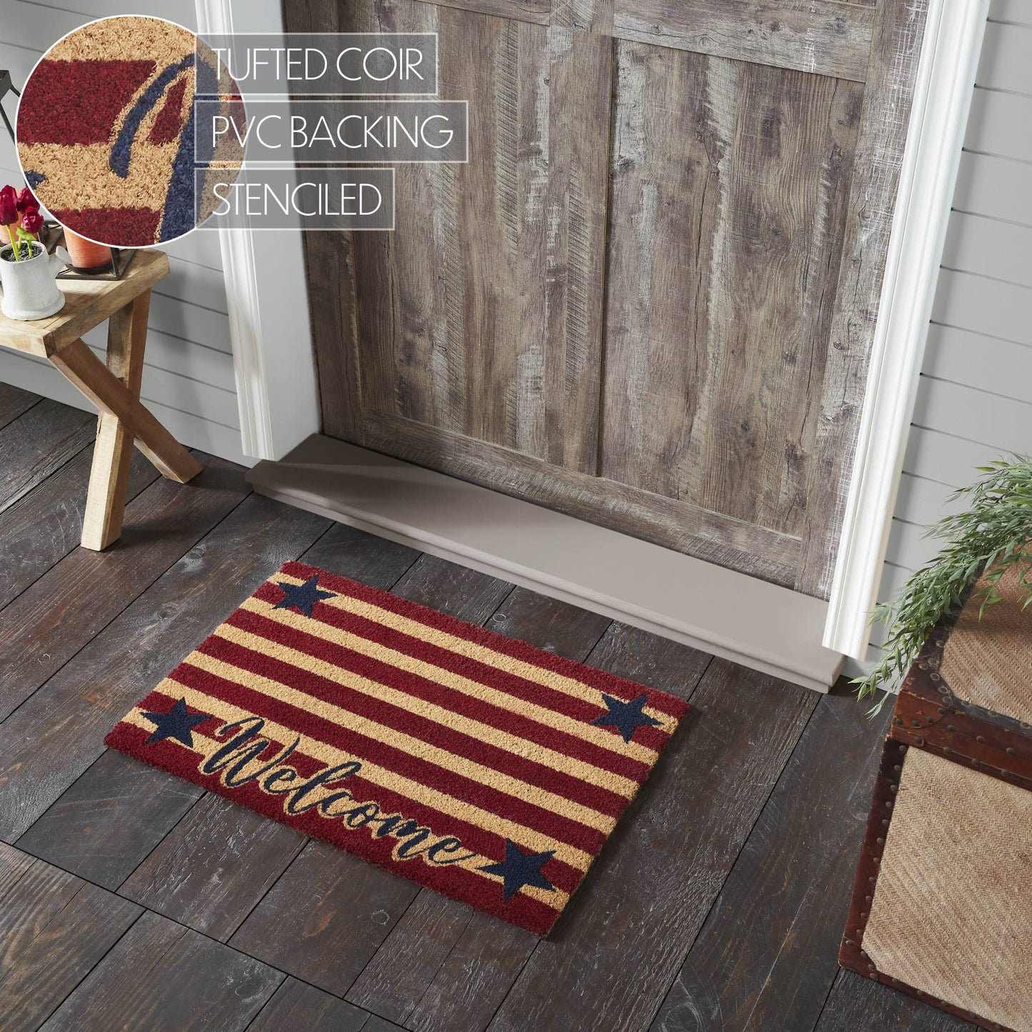 Patriotic Stripes Welcome Rug