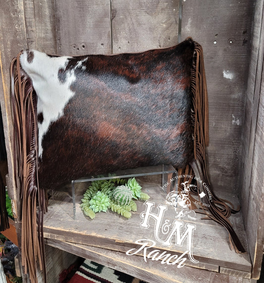Red Roan Calico Corner Leather Pillow - #2091418