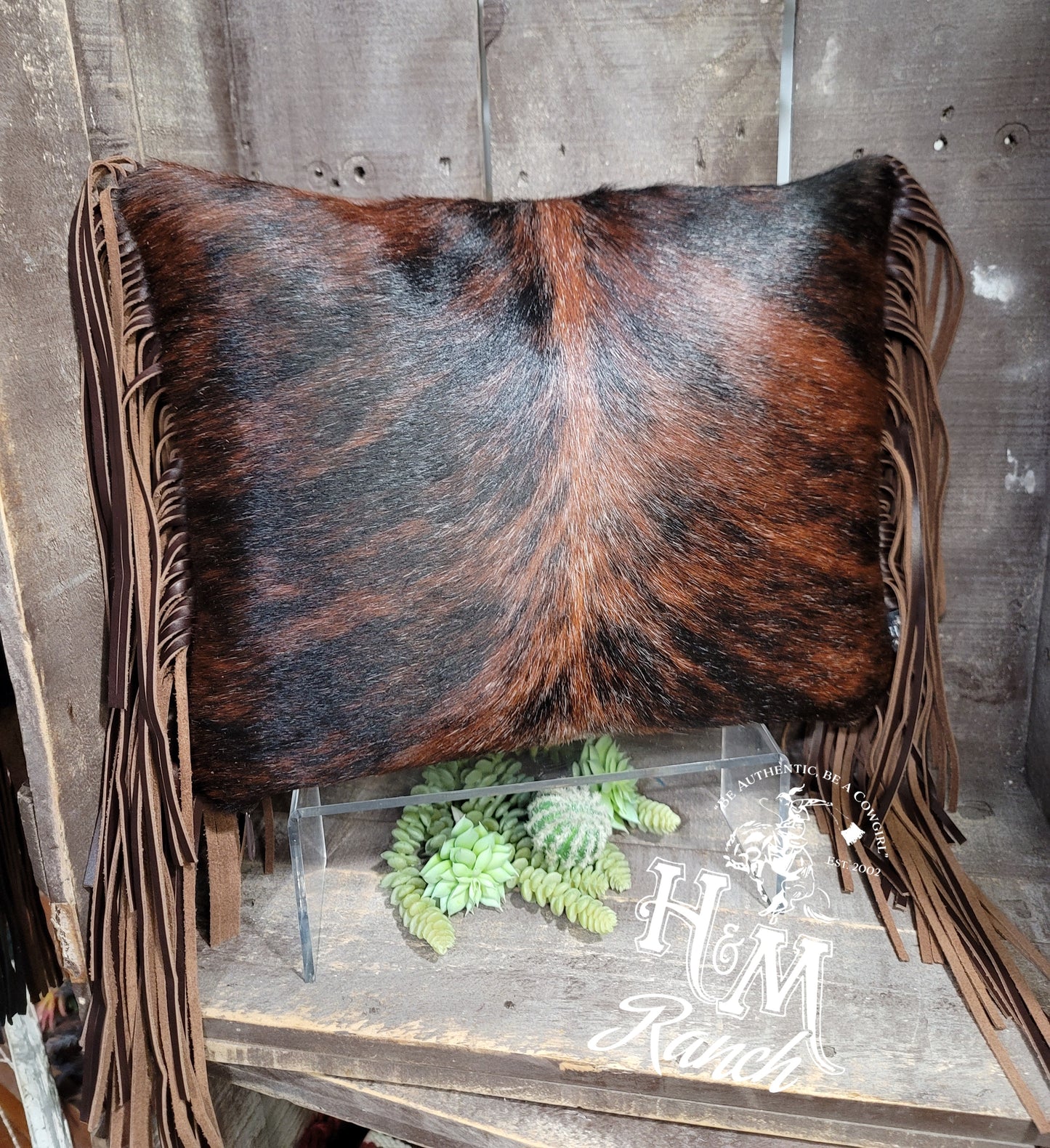 Red Roan Line Back Leather Pillow - #2071418
