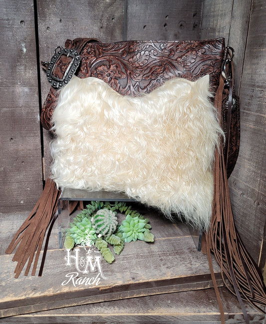 Mid Rise, Angora Wooly w/Cowboy Tooled Leather #1