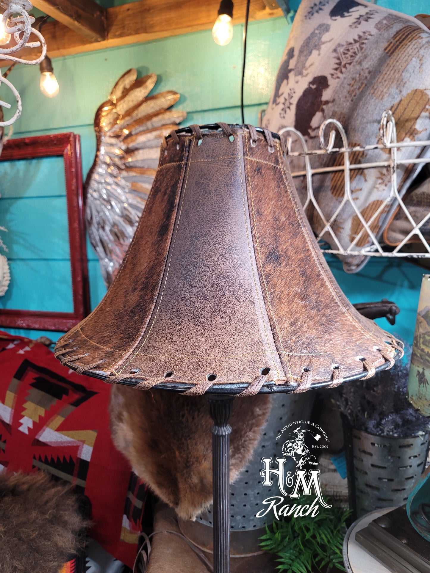 Leather lamp shade