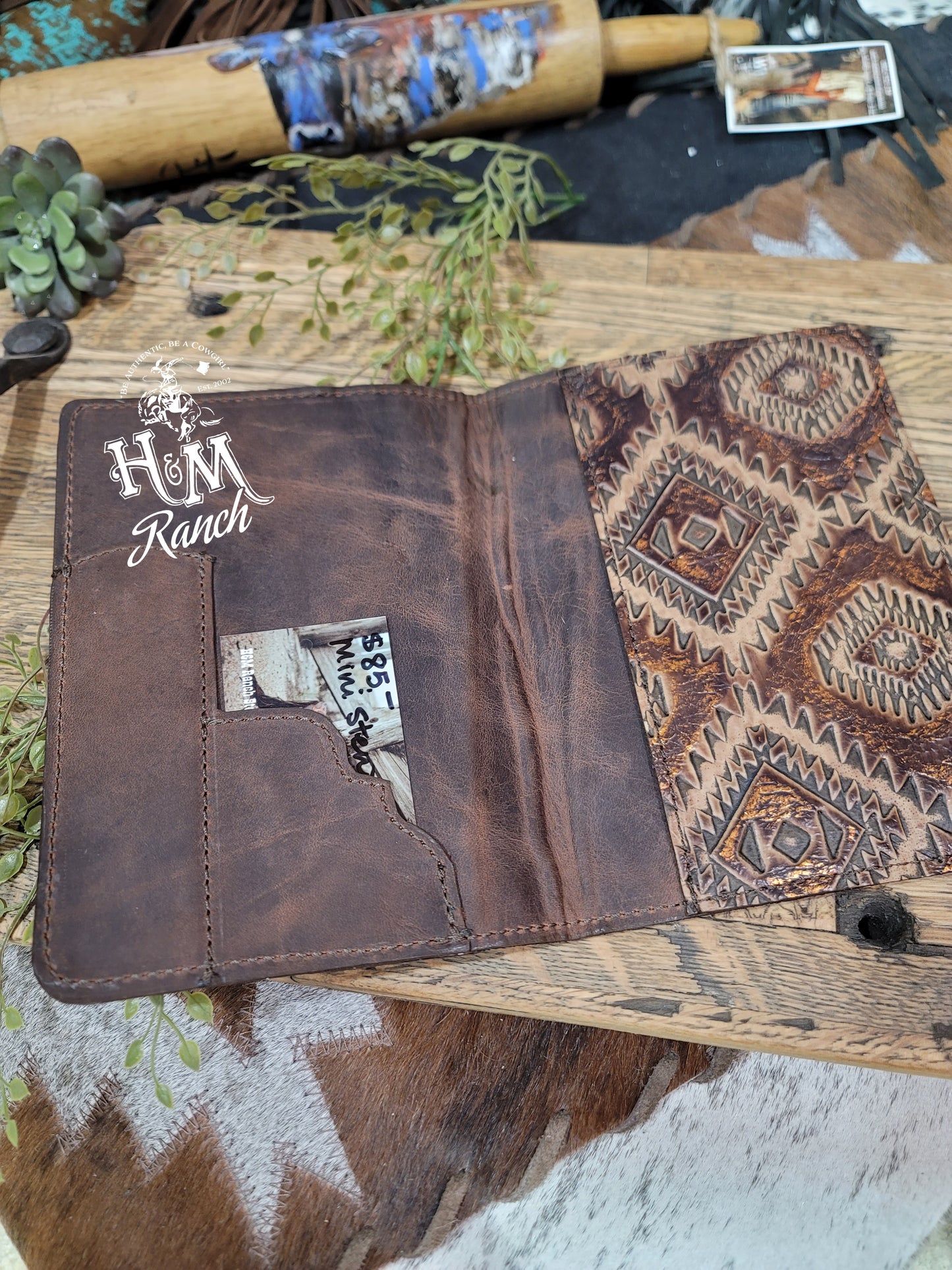 Western Leather Notepad, Mini Copper Pattern