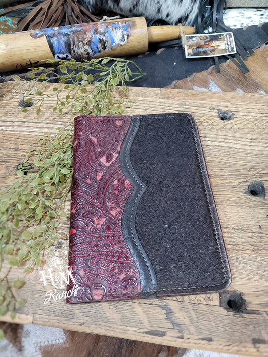 Western Leather Notepad, Mini Red Paisley