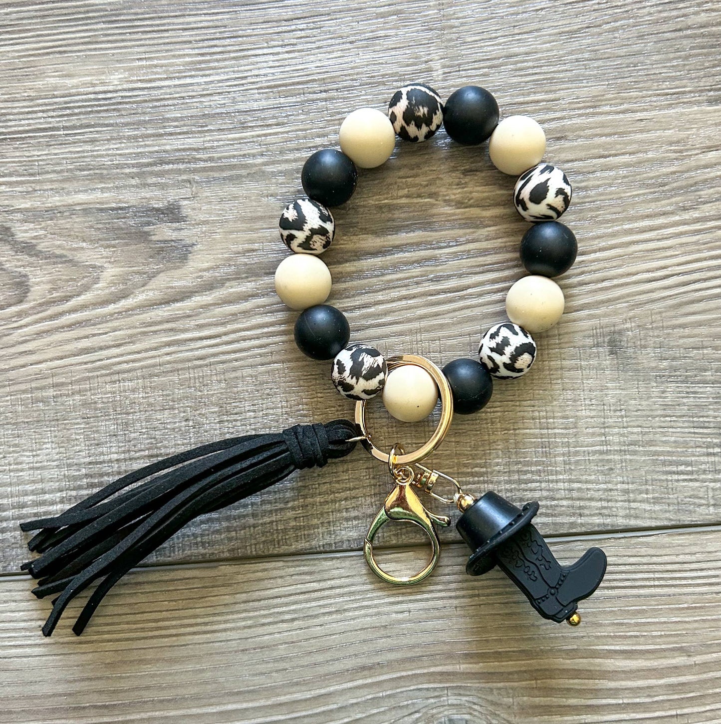 Hat and Boot Silicone Beaded Western Wristlet Keychain