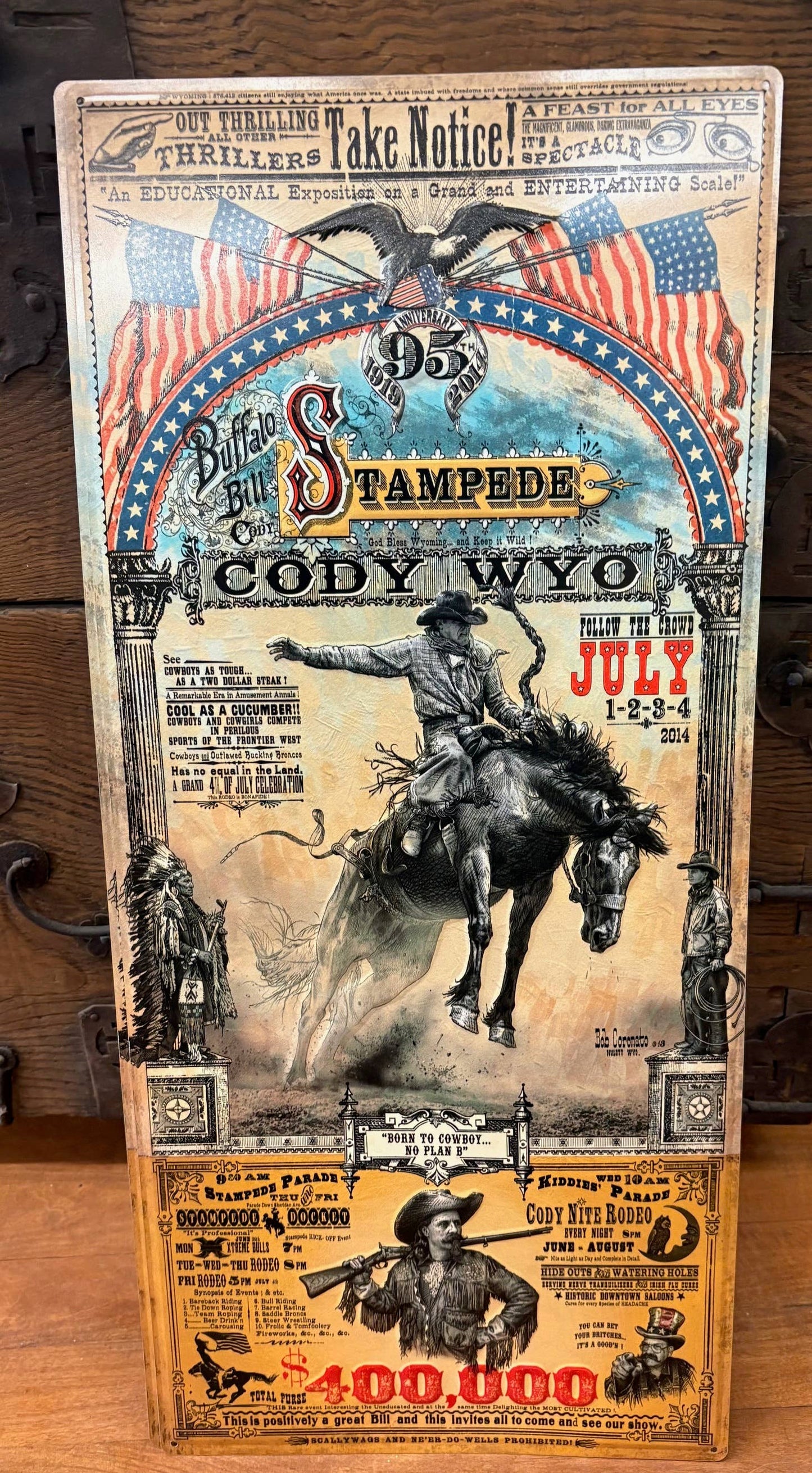 Cody, Wyoming: (Metal Sign) rodeo poster