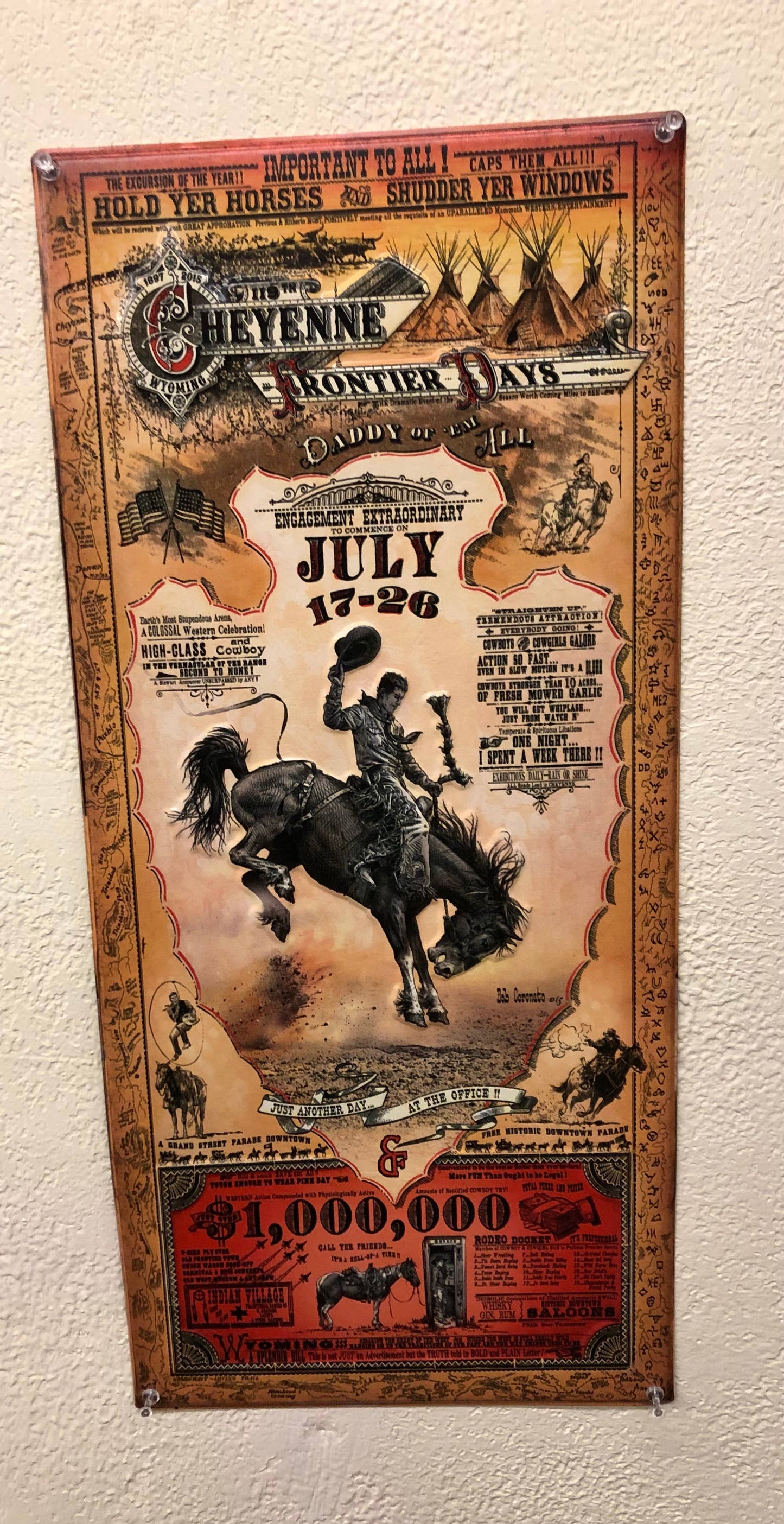 Cheyenne, Wyoming : (Metal Sign) rodeo poster