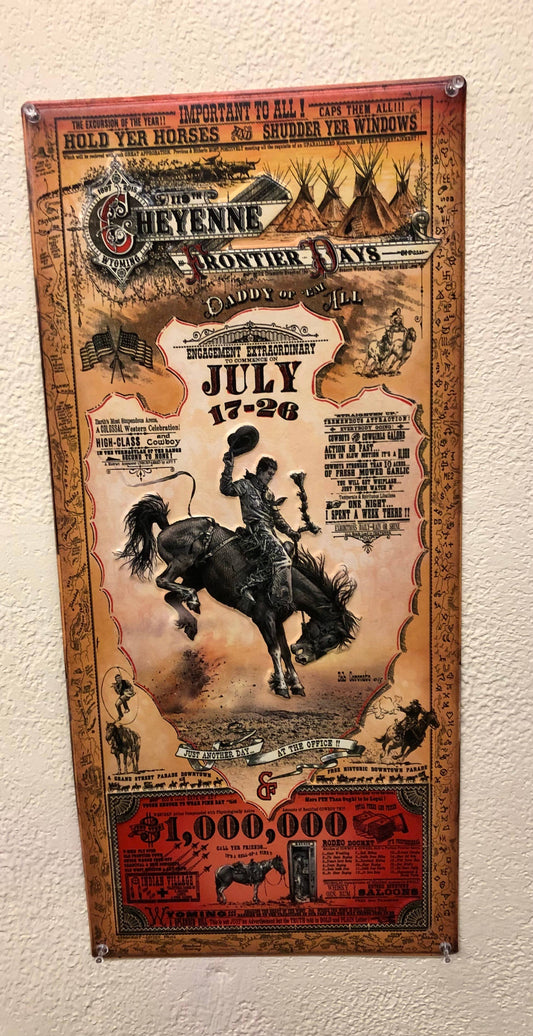 Cheyenne, Wyoming : (Metal Sign) rodeo poster