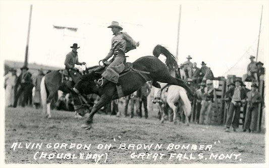 Art Print CB-150 Cowboy on Bucking Bronco, Montana