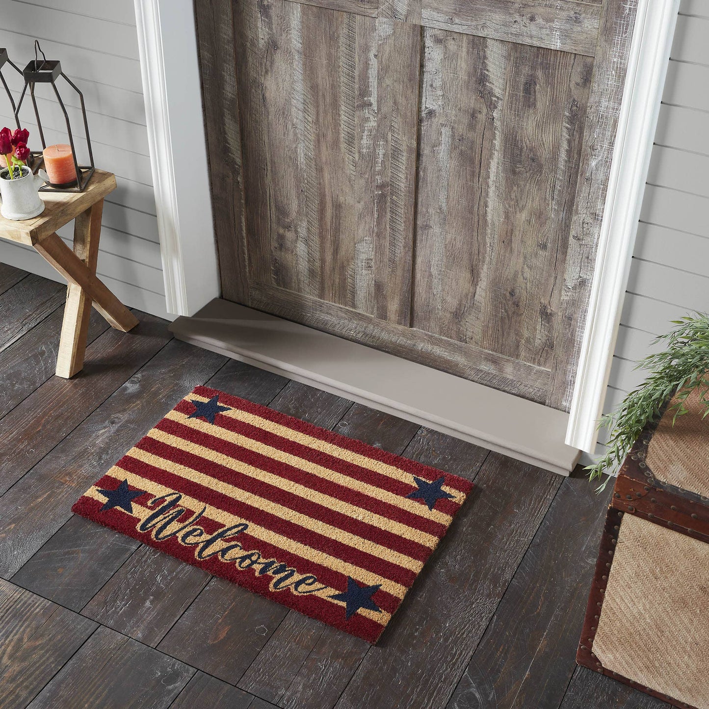 Patriotic Stripes Welcome Rug