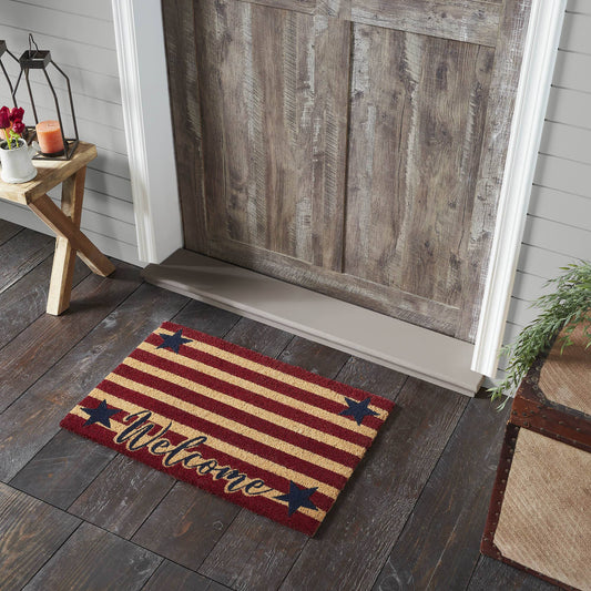 Patriotic Stripes Welcome Rug
