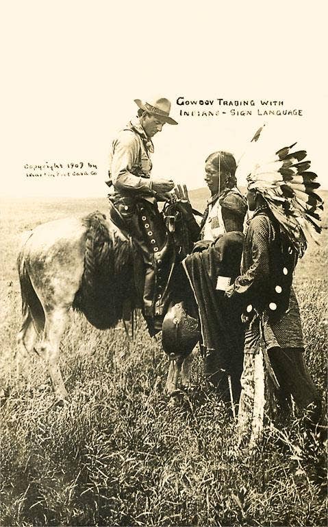 Art Print CB-189 Cowboy and Indians Trading