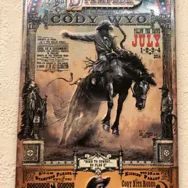 Cody, Wyoming: (Metal Sign) rodeo poster