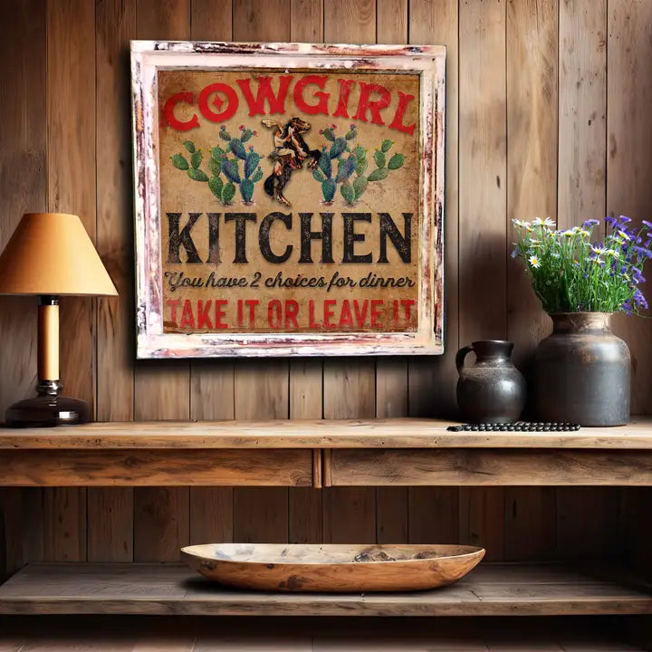 Cowgirl Kitchen, Rustic Wood frame