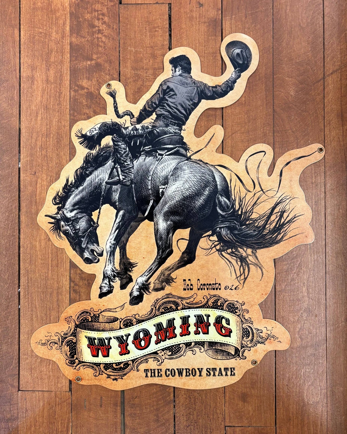 Bronc Rider-Bucking Horse- (Steel sign) WYOMING Rodeo
