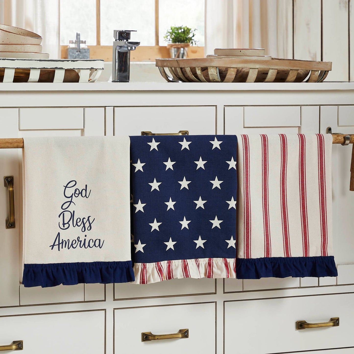 Stars Ruffled Tea Towels Patriotic