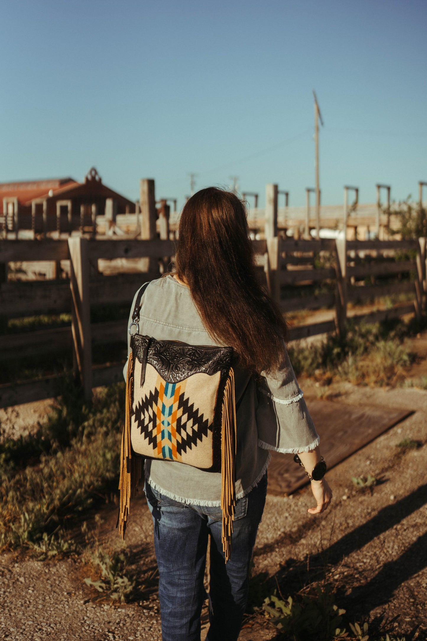 Backpack, Black Cowboy Tooled, Rancho Arroyo Black