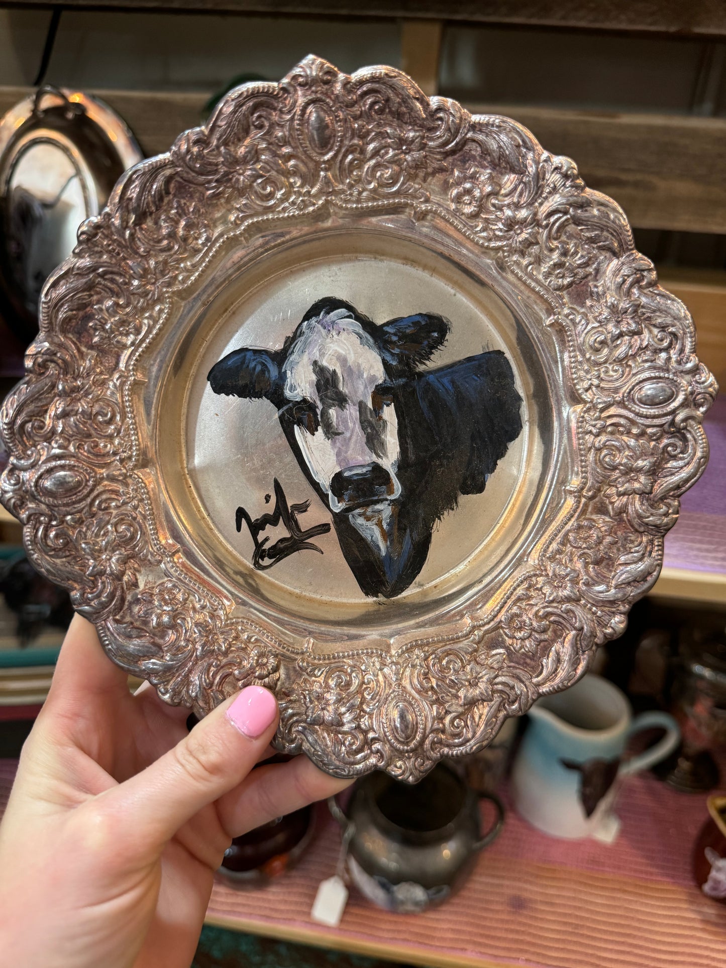 Jennifer Casebeer Art - Silver Tray with Baldy