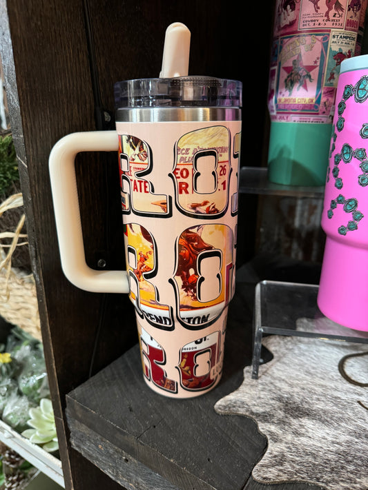 Cream Rodeo Western Flip Straw 30 oz