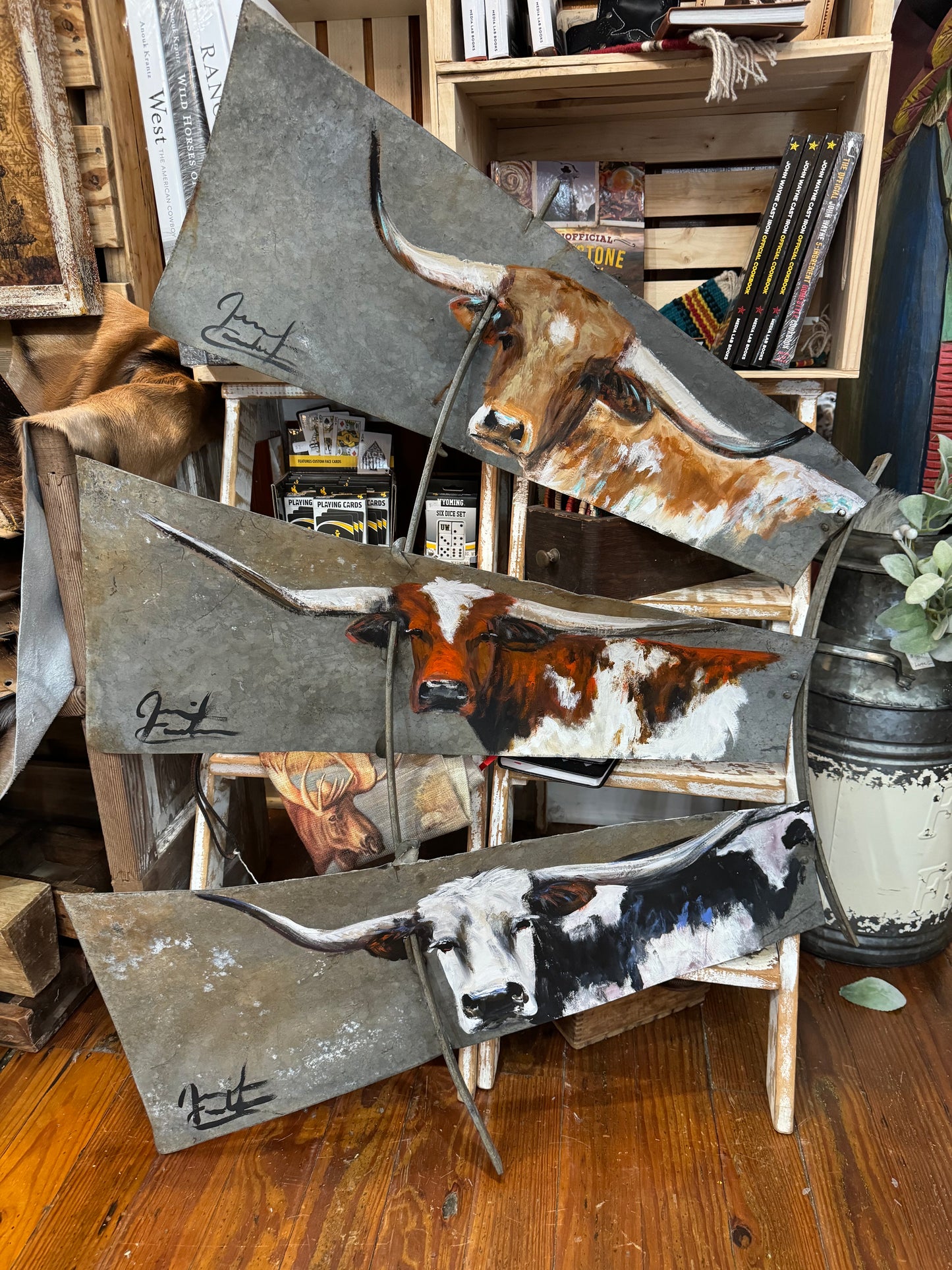 Triple Longhorn Windmill Blades, Jennifer Casebeer Art