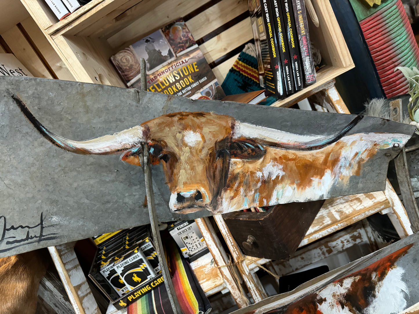 Triple Longhorn Windmill Blades, Jennifer Casebeer Art