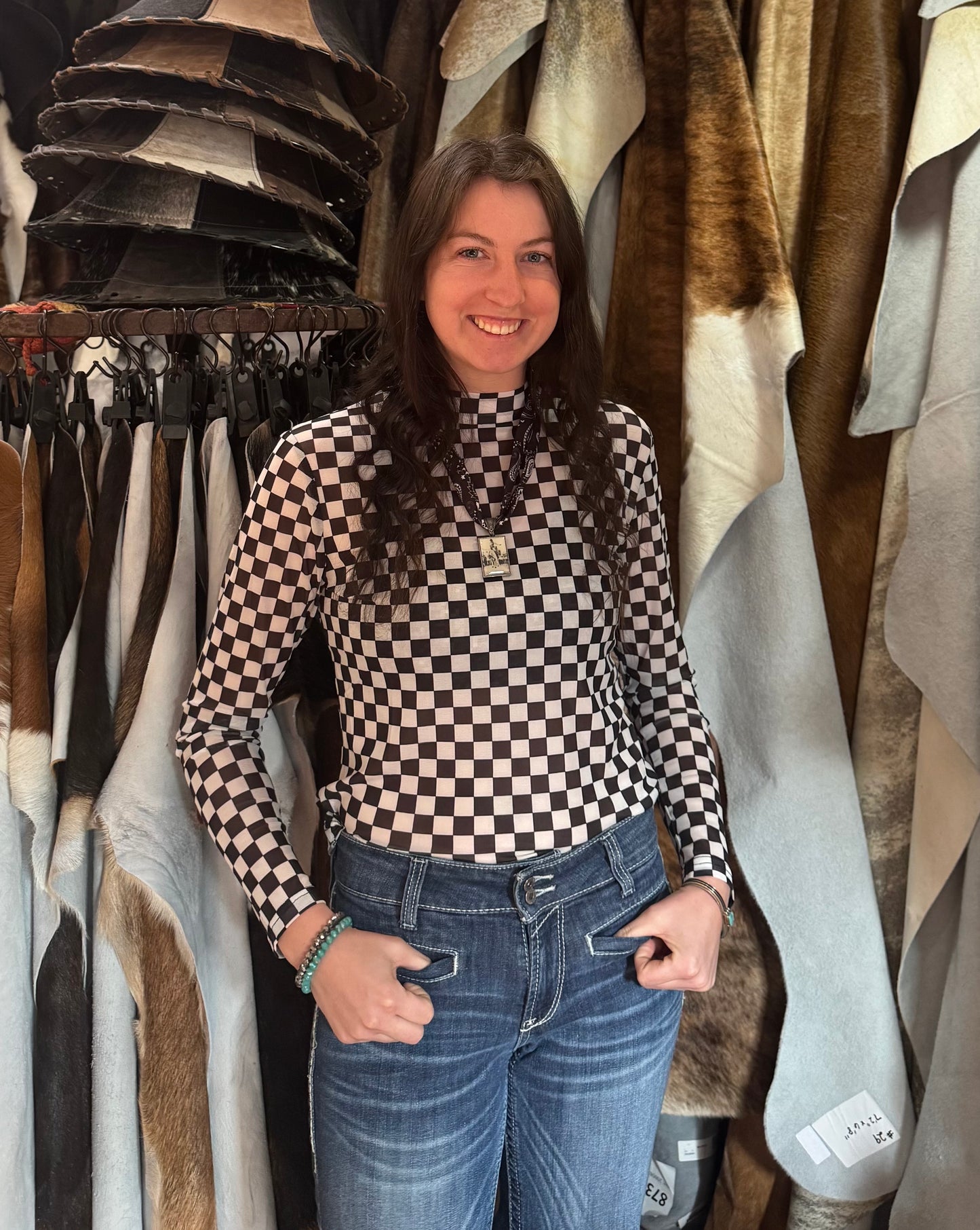 Checkered Mesh Top