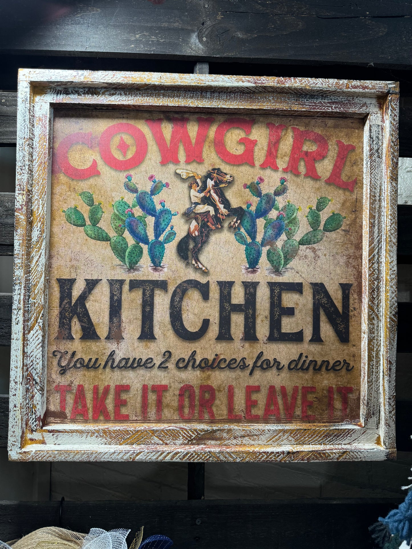 Cowgirl Kitchen, Rustic Wood frame