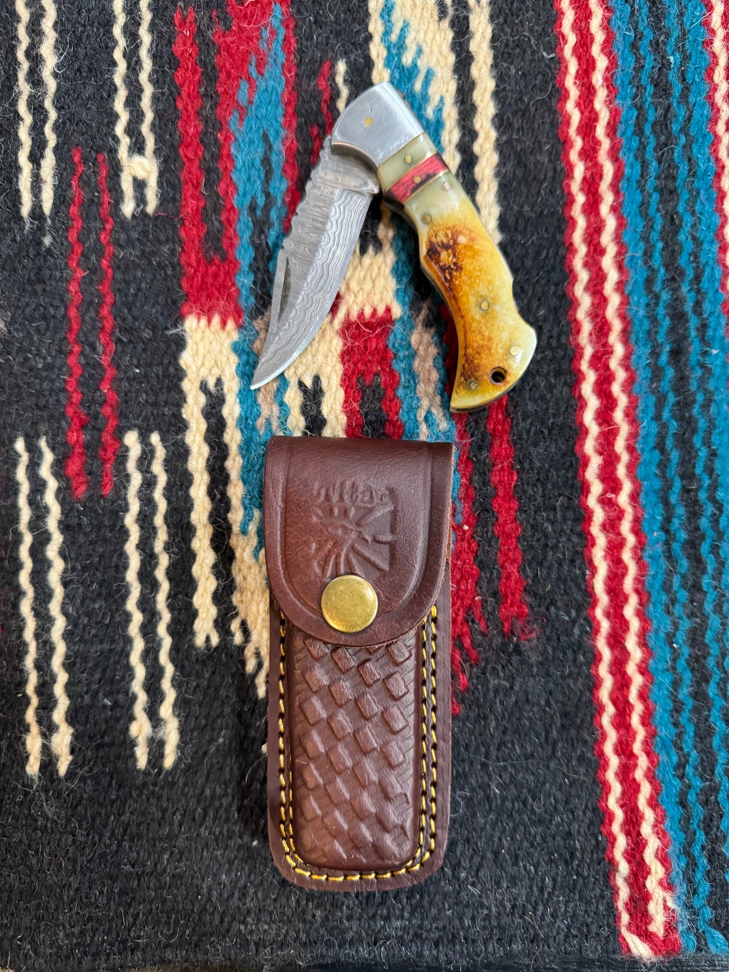 Burnt Bone Folding Knife