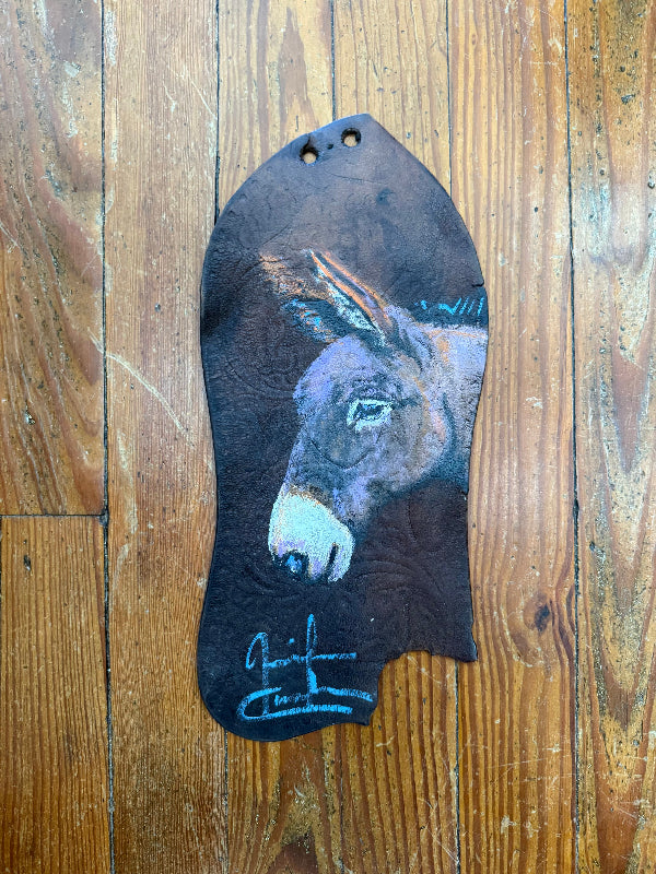 Leather Saddle Fender with Donkey, Jennifer Casebeer Art